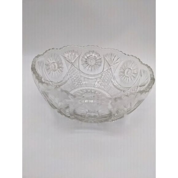 US Glass Spinning star serving bowl clear 8 1/4 in Holiday - Picture 8 of 10
